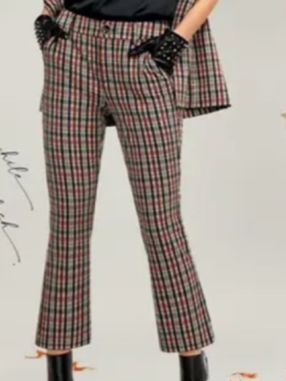 Cabi Jazzy Plaid Kick Flare Pants Women’s Size 6 Retro Cropped Trousers 4131